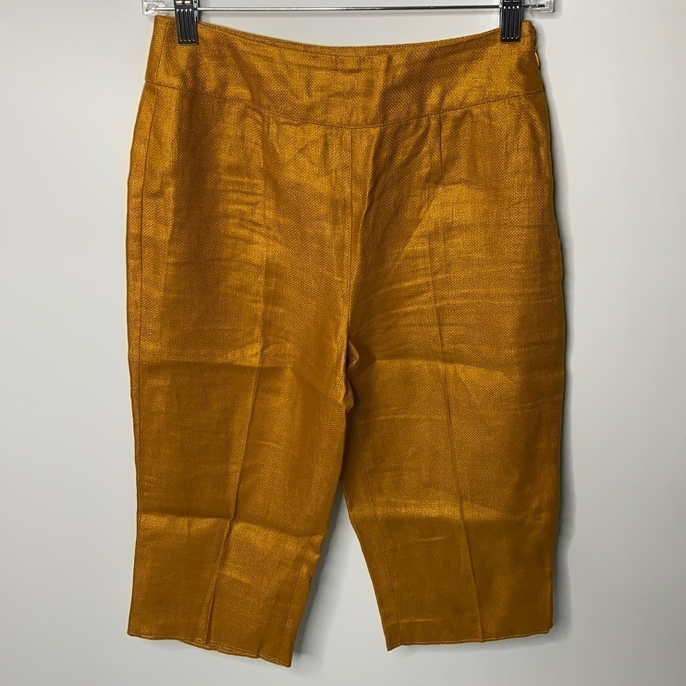 Longchamp Mustard Yellow Linen Capri